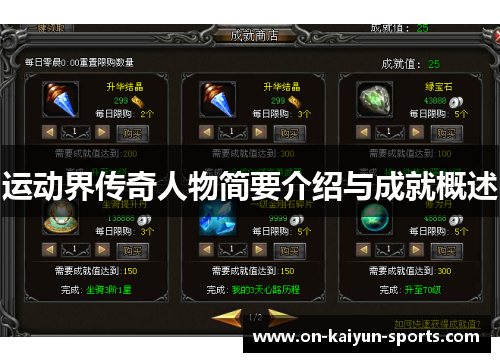 运动界传奇人物简要介绍与成就概述